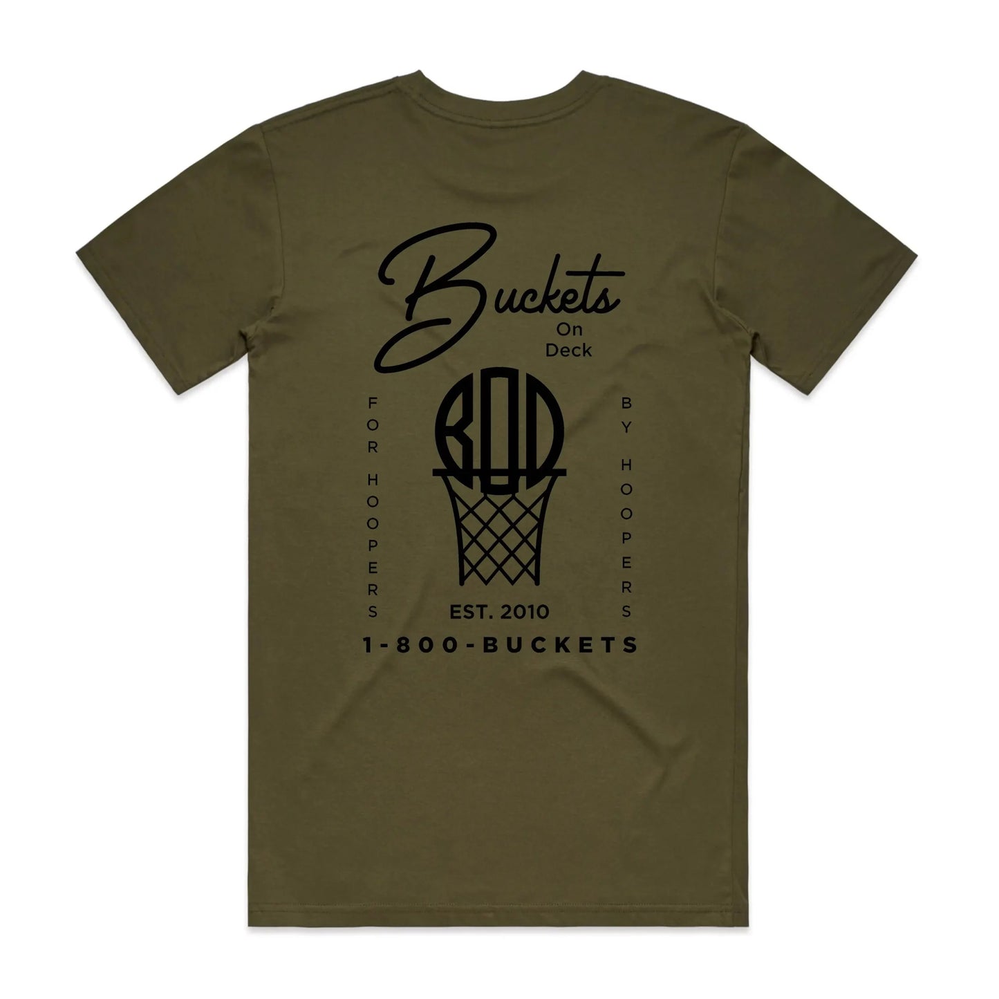 1-800-buckets-army-tee-back