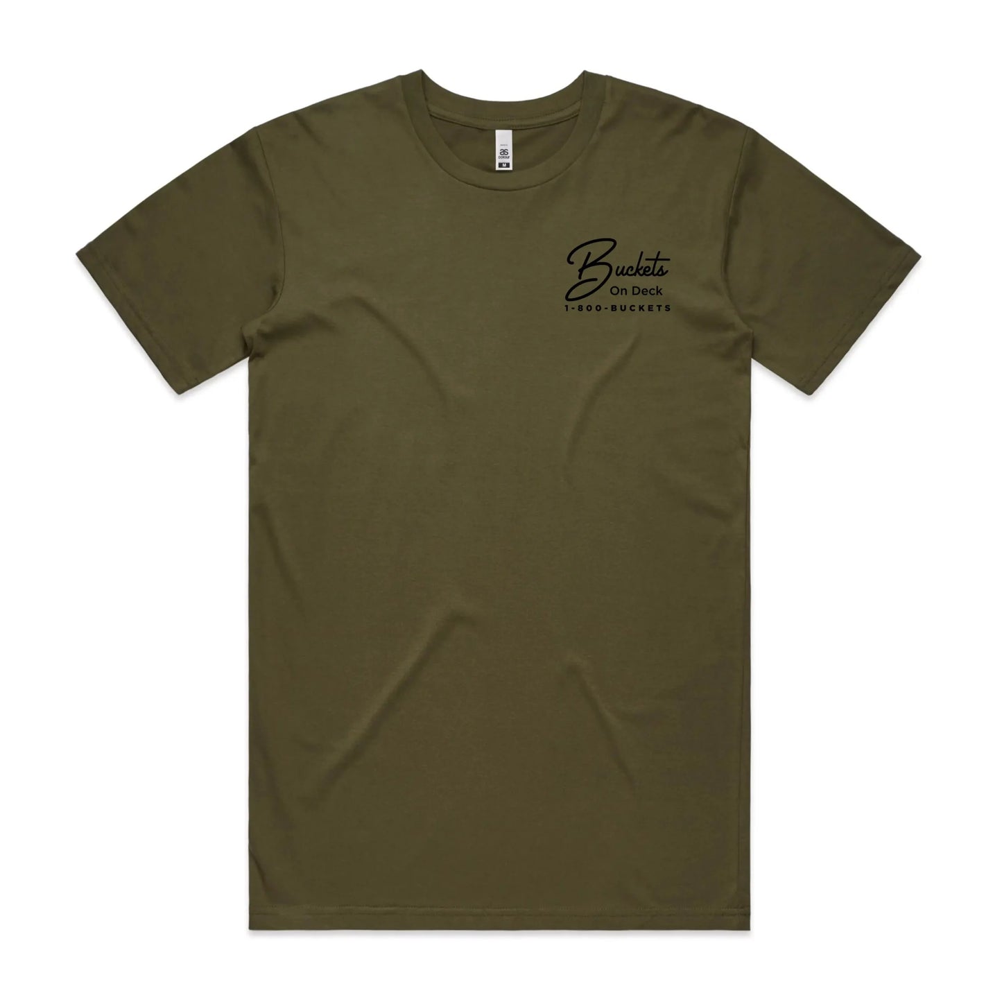 1-800-buckets-army-tee-front