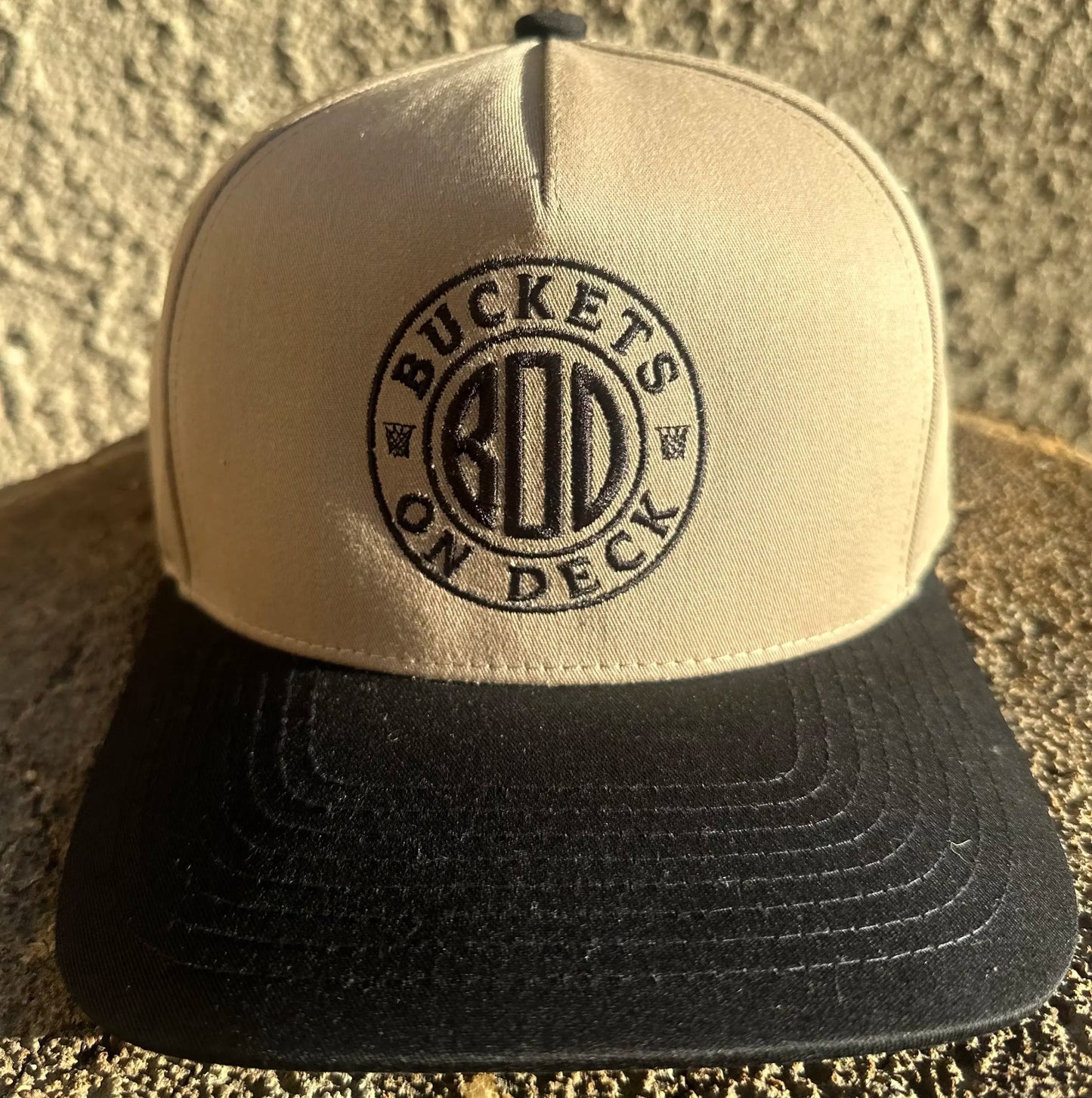 Khaki with Black Brim and BOD Official Logo Snapback Hat