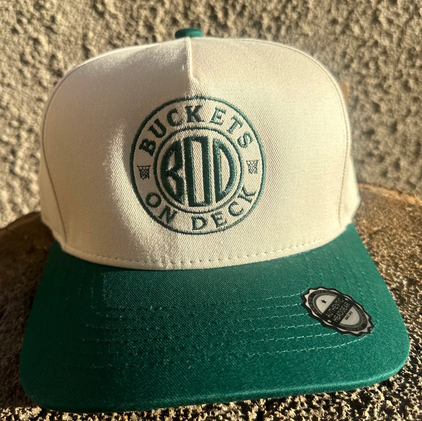 Khaki with Green Brim and BOD Official Logo Snapback Hat