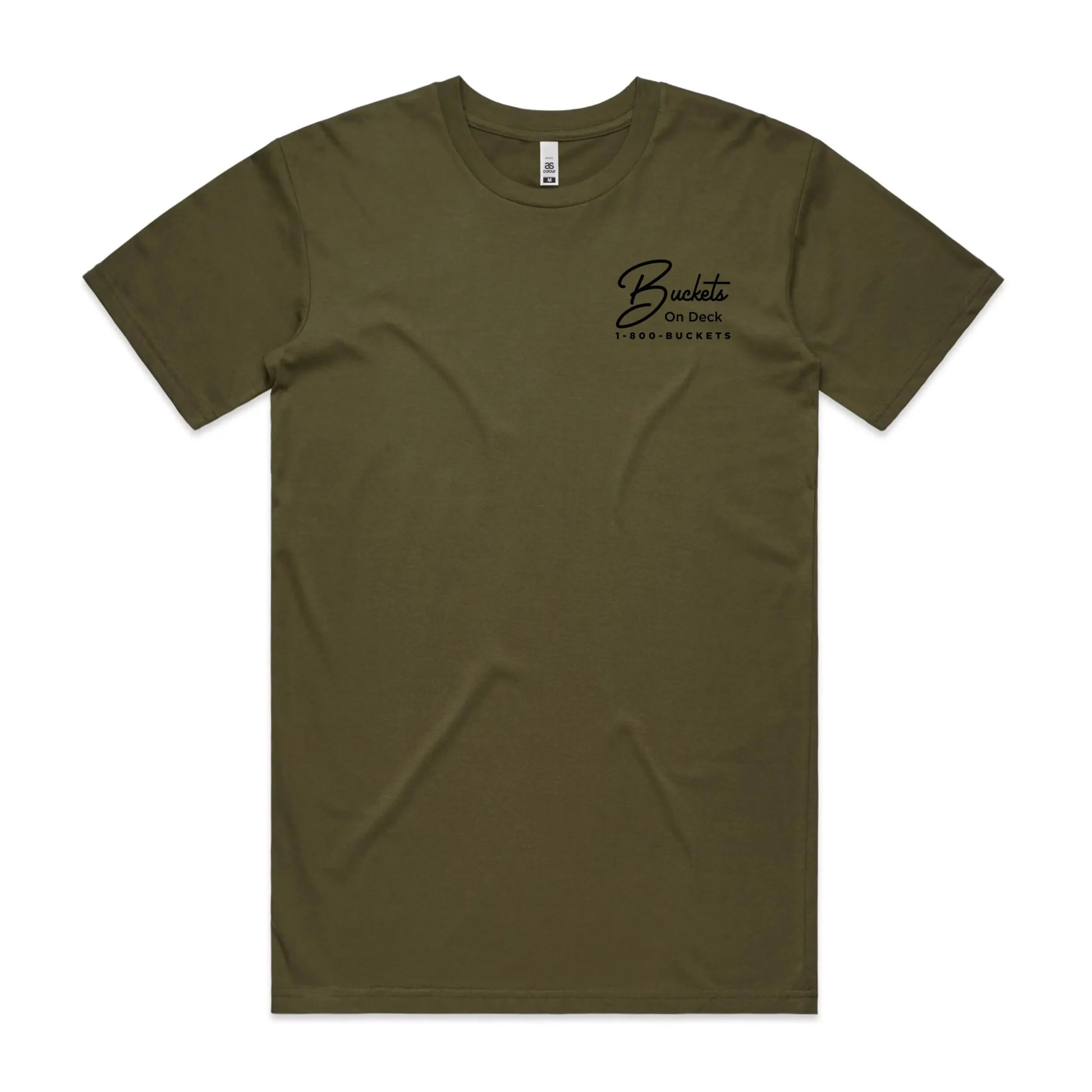 1-800-buckets-army-tee-front