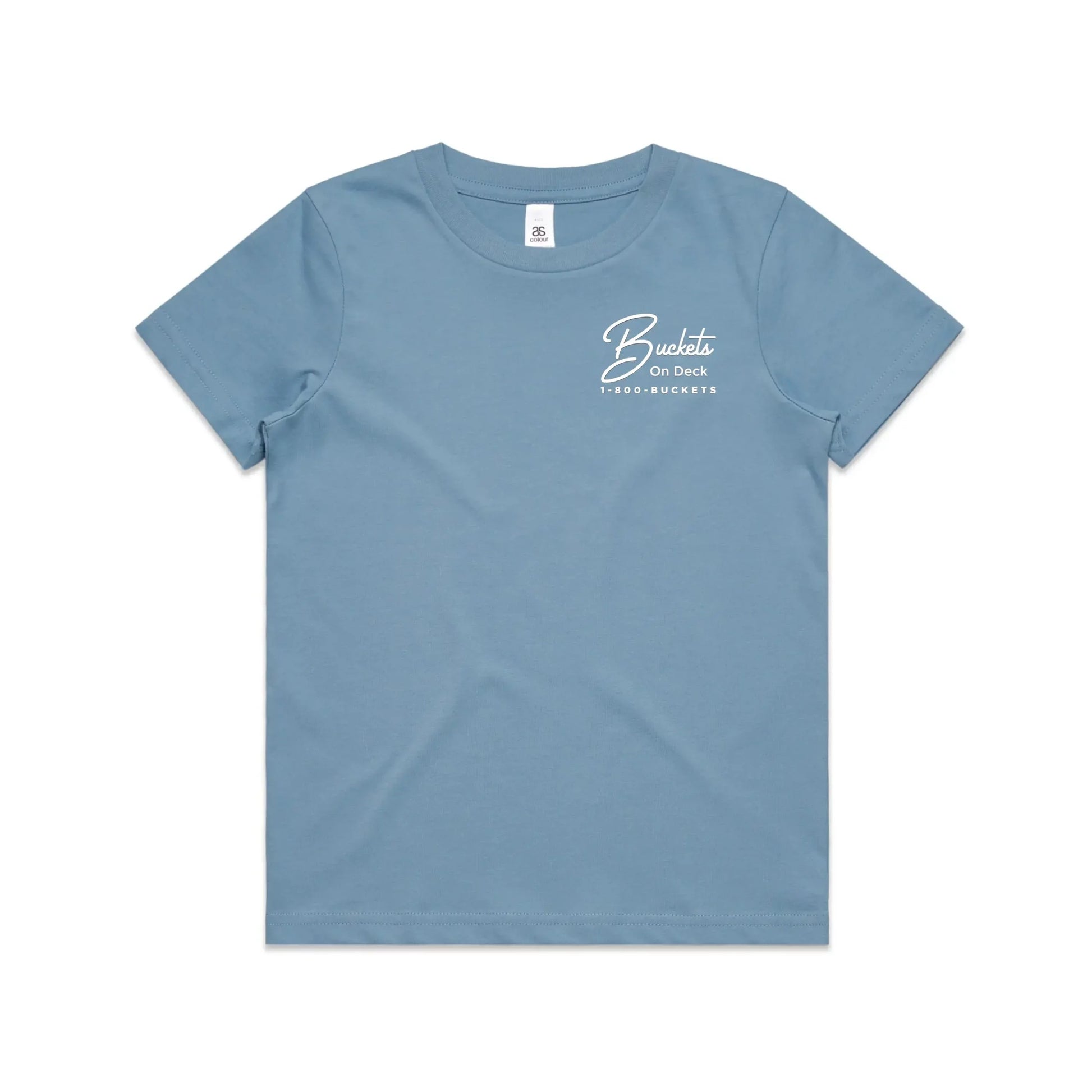 1-800-buckets-kids-carolina-tee-front-white