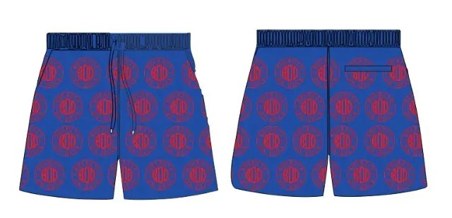 Blue and Red BOD Official Logo Mesh Shorts
