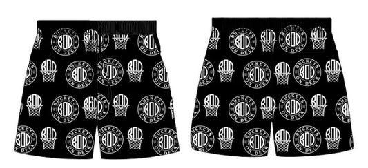 black and white bod logos mesh shorts
